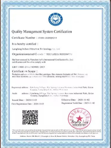 中国 Langfang Lvshen Filtration Technology Co., Ltd. 認証